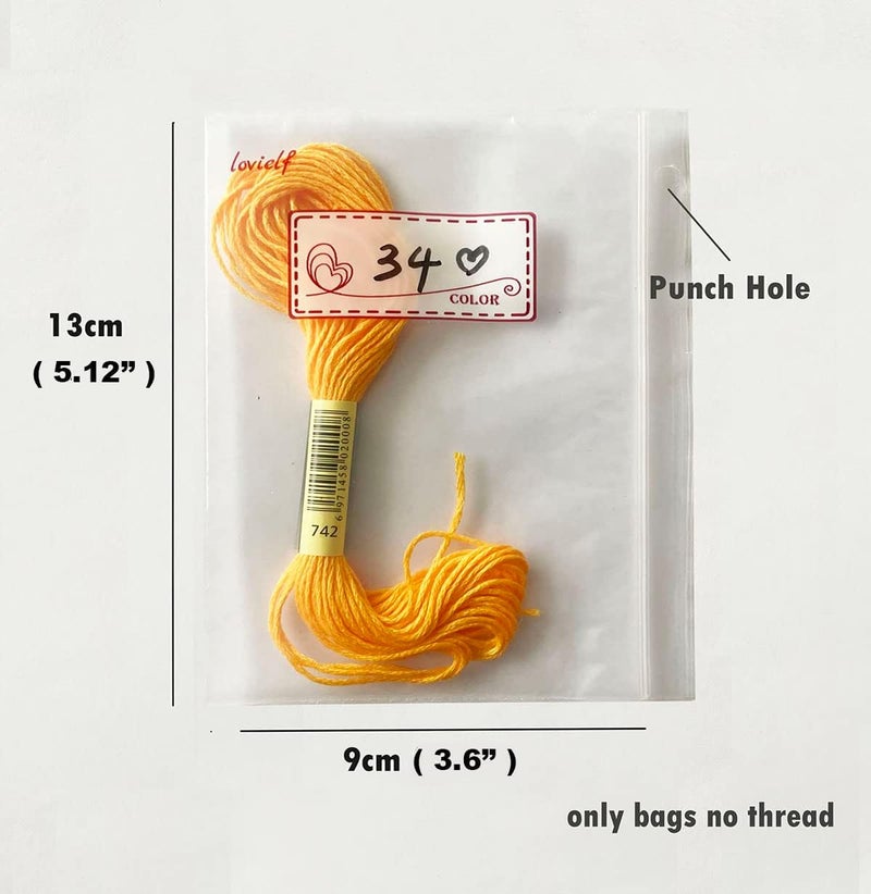 lovielf Embroidery Threads Cross Stitch Floss Bag Organizer 5.12 x 3.6 inch - 200 Pack with 4 Rings - Image 3